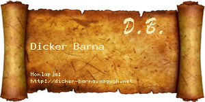 Dicker Barna névjegykártya